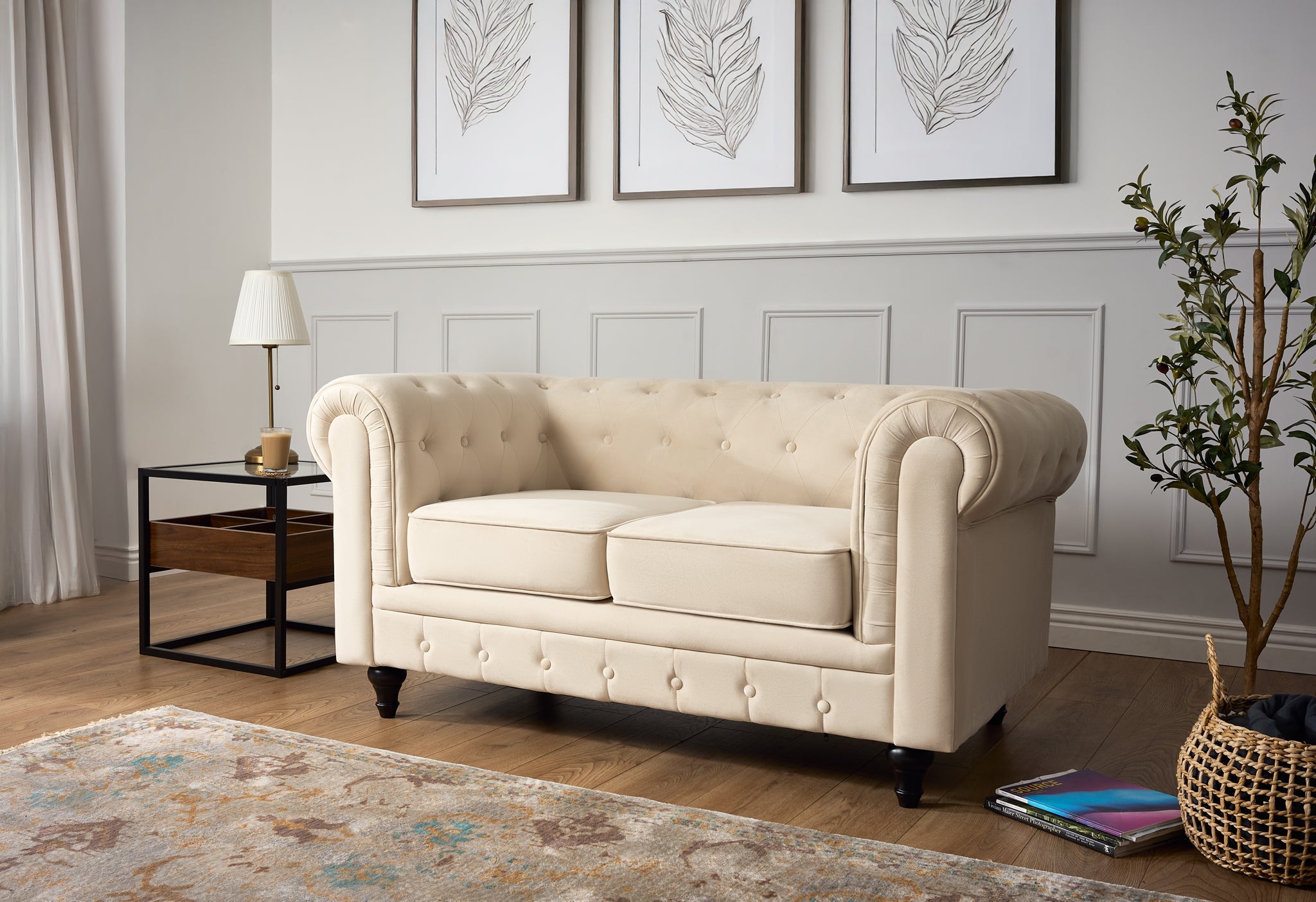 Chesterfield Sofa Suite - Cream Velvet Furniture Bargainia