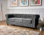Chesterfield Sofa Suite - Grey Velvet - Bargainia.com - 