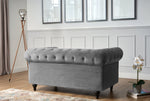 Chesterfield Sofa Suite - Grey Velvet - Bargainia.com - 
