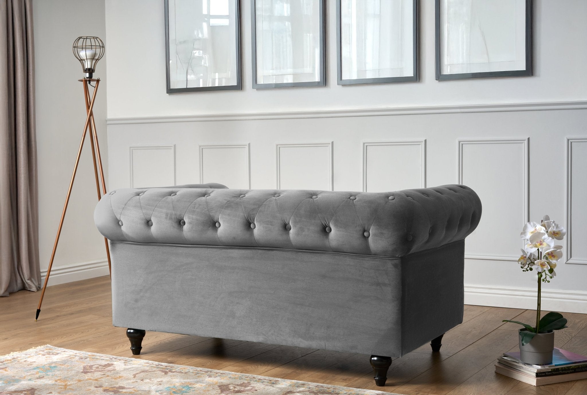 Chesterfield Sofa Suite - Grey Velvet Furniture Bargainia