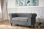 Chesterfield Sofa Suite - Grey Velvet - Bargainia.com - 