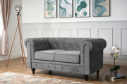 Chesterfield Sofa Suite - Grey Velvet Furniture Bargainia