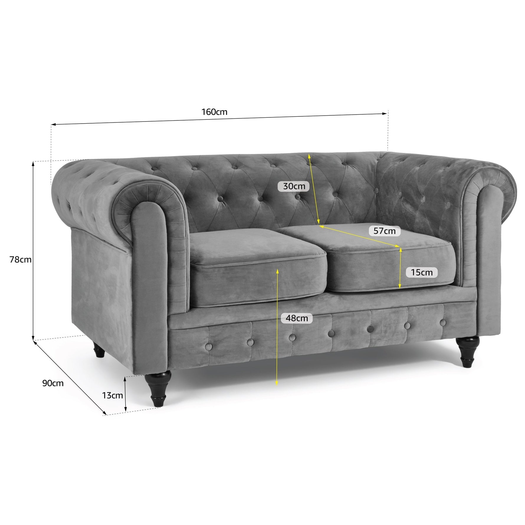 Chesterfield Sofa Suite - Grey Velvet - Bargainia.com - 