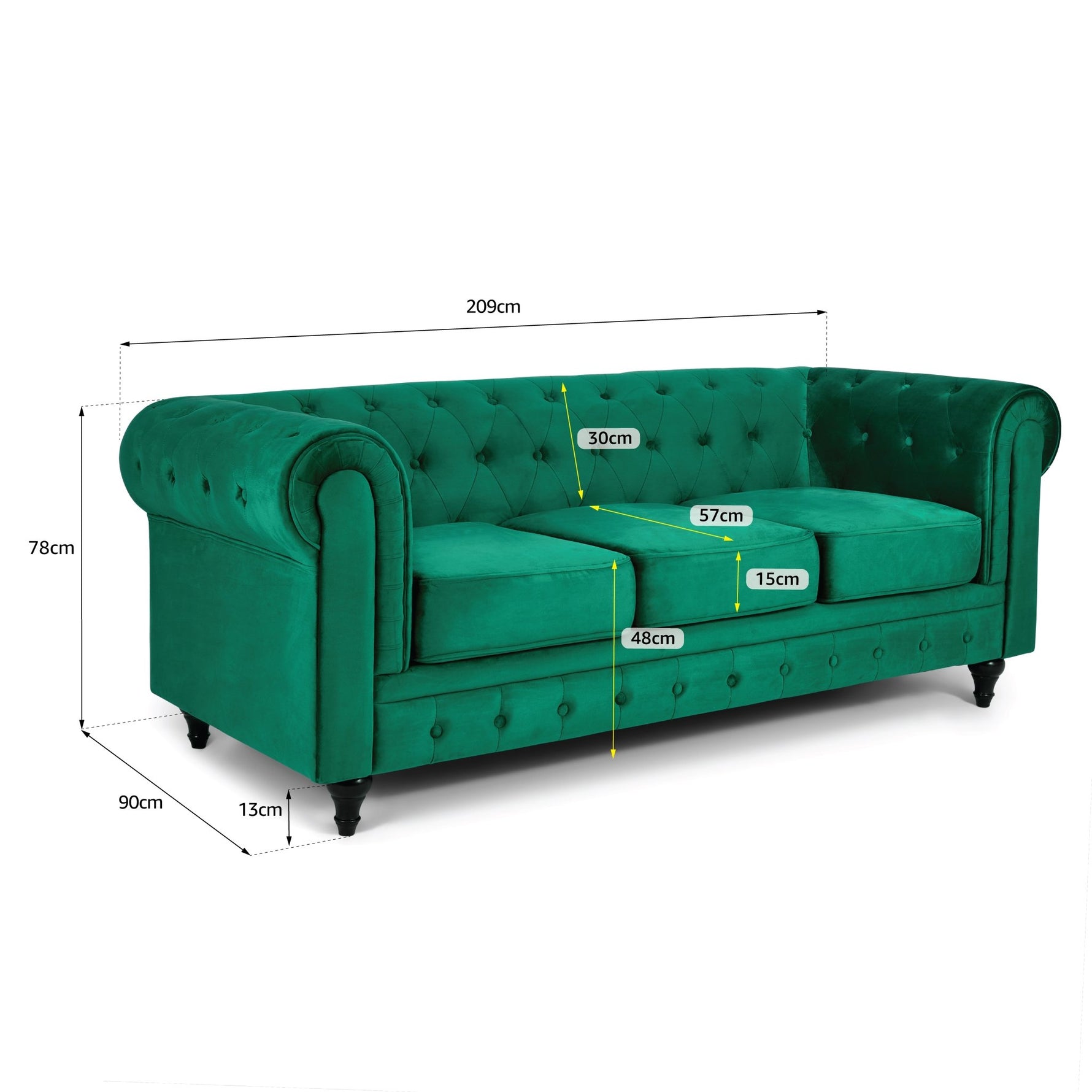 Chesterfield Sofa Suite - Jade Green Velvet - Bargainia.com - 