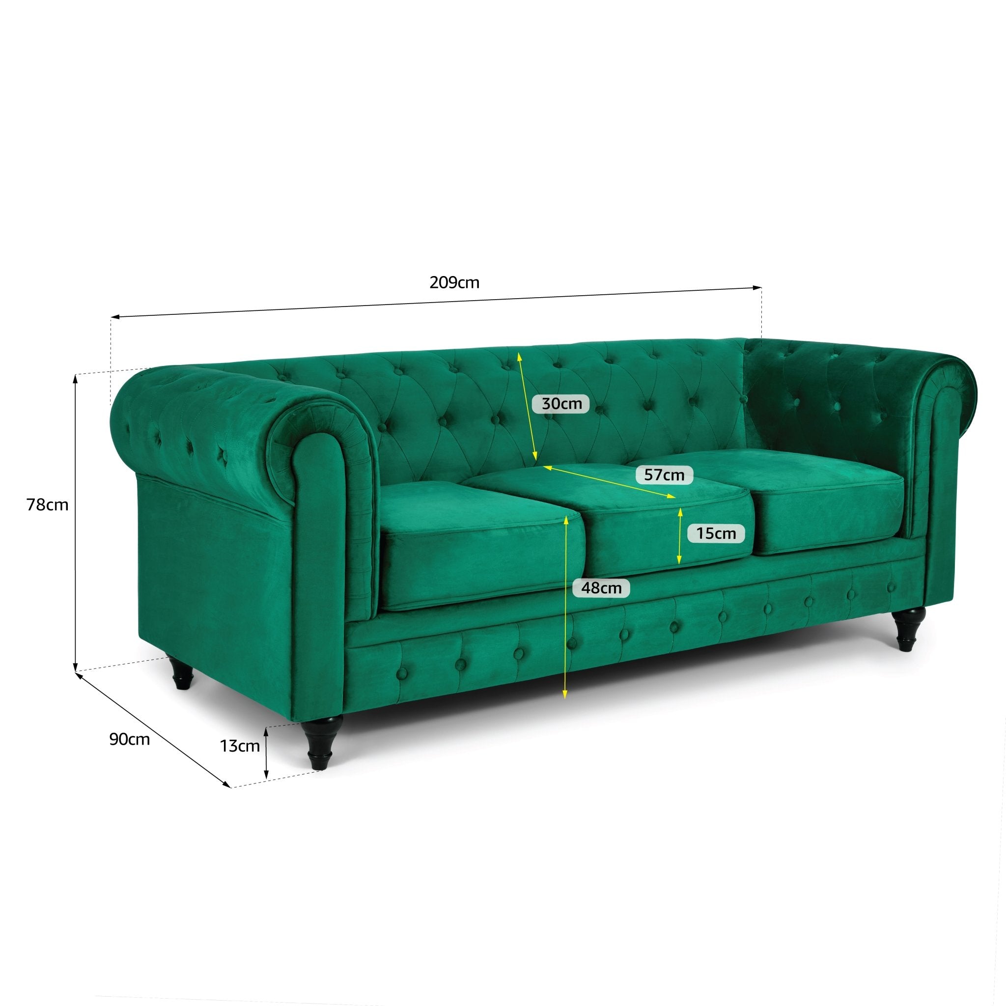 Chesterfield Sofa Suite - Jade Green Velvet Furniture Bargainia