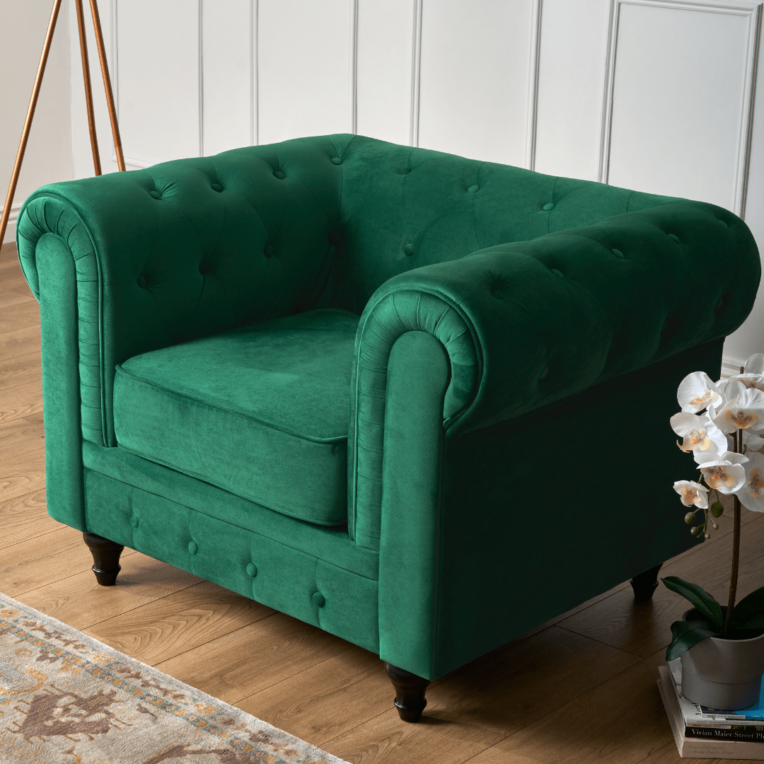 Chesterfield Sofa Suite - Jade Green Velvet Furniture Bargainia