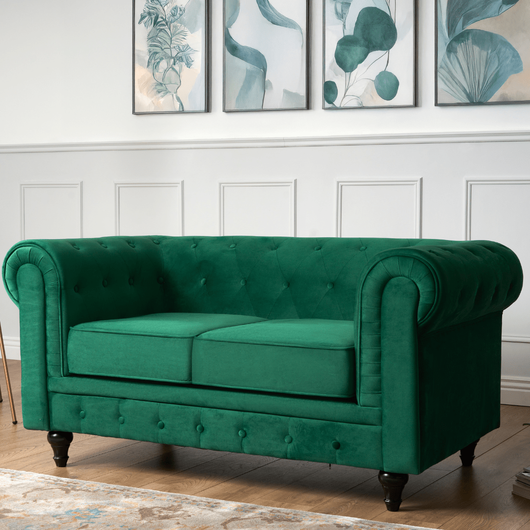 Chesterfield Sofa Suite - Jade Green Velvet Furniture Bargainia