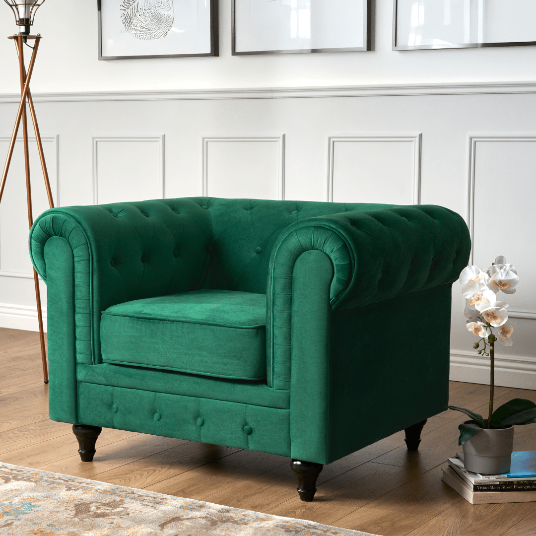 Chesterfield Sofa Suite - Jade Green Velvet Furniture Bargainia