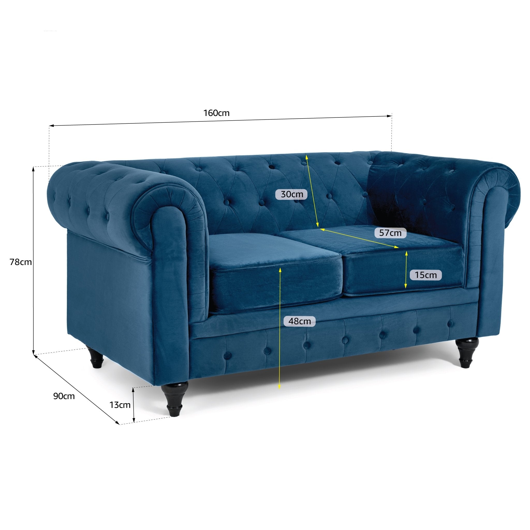 Chesterfield Sofa Suite - Navy Blue Velvet Furniture Bargainia