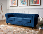 Chesterfield Sofa Suite - Navy Blue Velvet - Bargainia.com - 