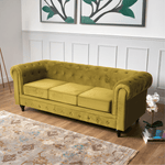 Chesterfield Sofa Suite - Olive Gold Velvet - Bargainia.com - 