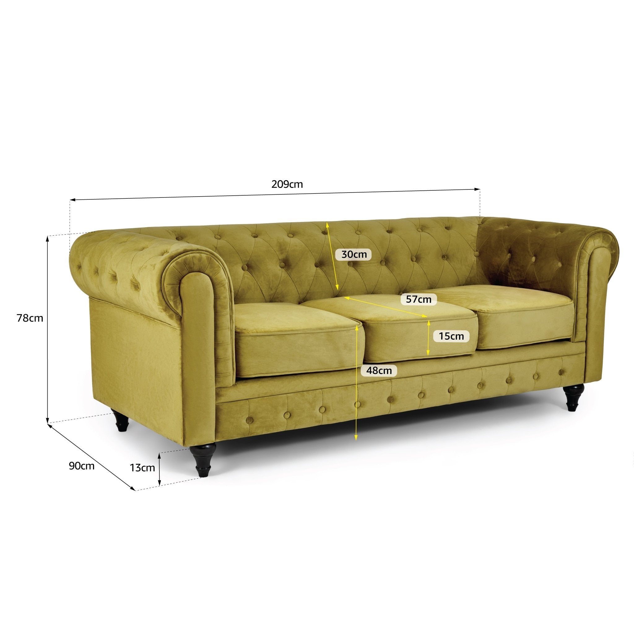 Chesterfield Sofa Suite - Olive Gold Velvet Furniture Bargainia