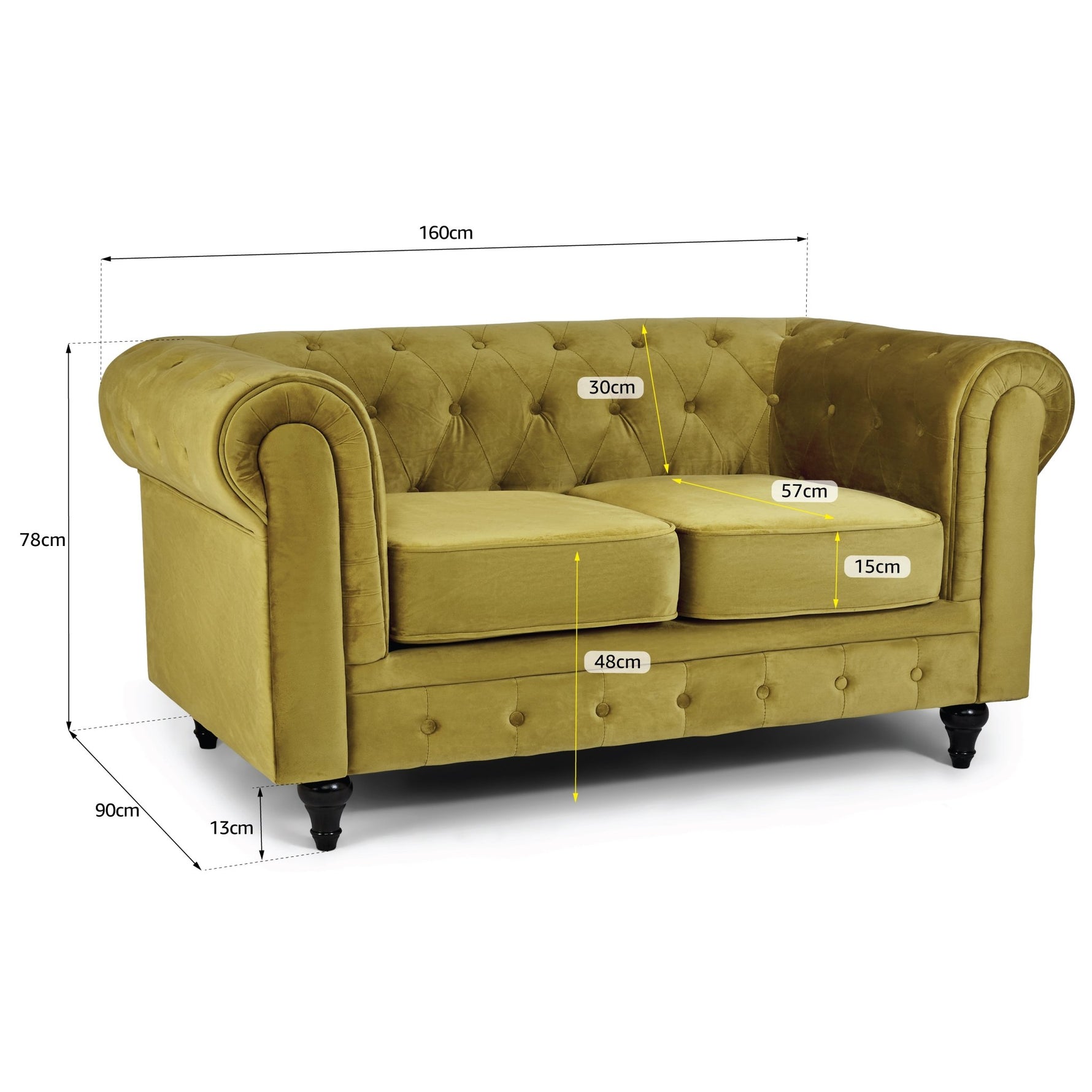 Chesterfield Sofa Suite - Olive Gold Velvet - Bargainia.com - 