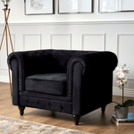 Chesterfield Sofa Suite - Velvet Black - Bargainia.com - 