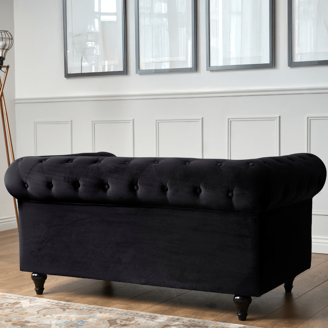 Chesterfield Sofa Suite - Velvet Black Furniture Bargainia