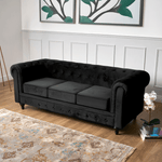Chesterfield Sofa Suite - Velvet Black - Bargainia.com - 