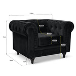 Chesterfield Sofa Suite - Velvet Black - Bargainia.com - 