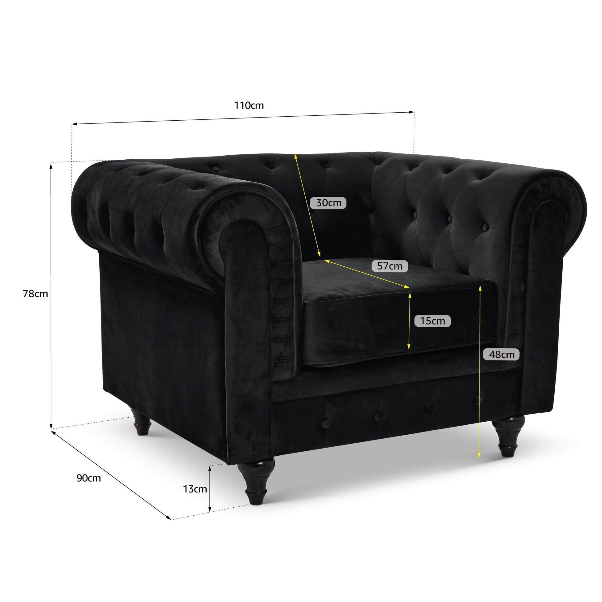 Chesterfield Sofa Suite - Velvet Black Furniture Bargainia
