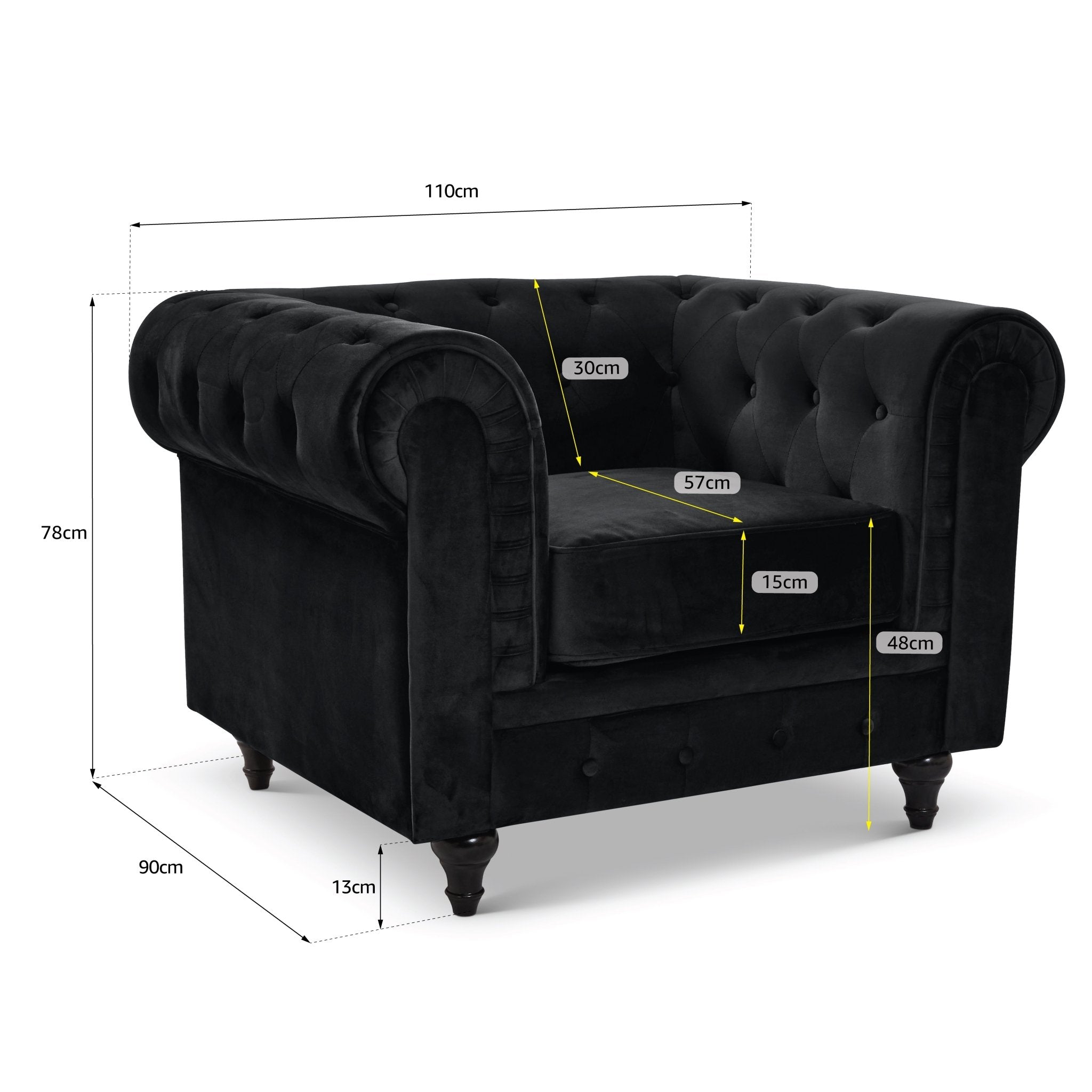 Chesterfield Sofa Suite - Velvet Black Furniture Bargainia