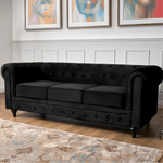 Chesterfield Sofa Suite - Velvet Black - Bargainia.com - 