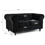 Chesterfield Sofa Suite - Velvet Black - Bargainia.com - 