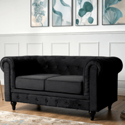 Chesterfield Sofa Suite - Velvet Black Furniture Bargainia