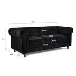 Chesterfield Sofa Suite - Velvet Black - Bargainia.com - 