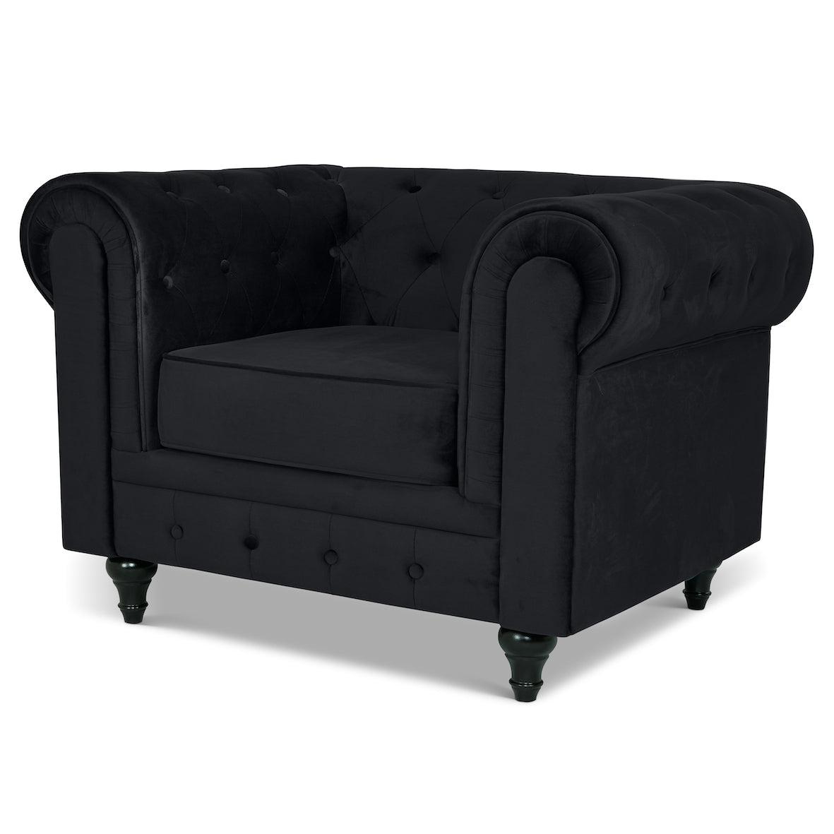 Chesterfield Sofa Suite - Velvet Black Furniture Bargainia