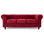Chesterfield Sofa Suite - Wine Red Velvet - Bargainia.com - 