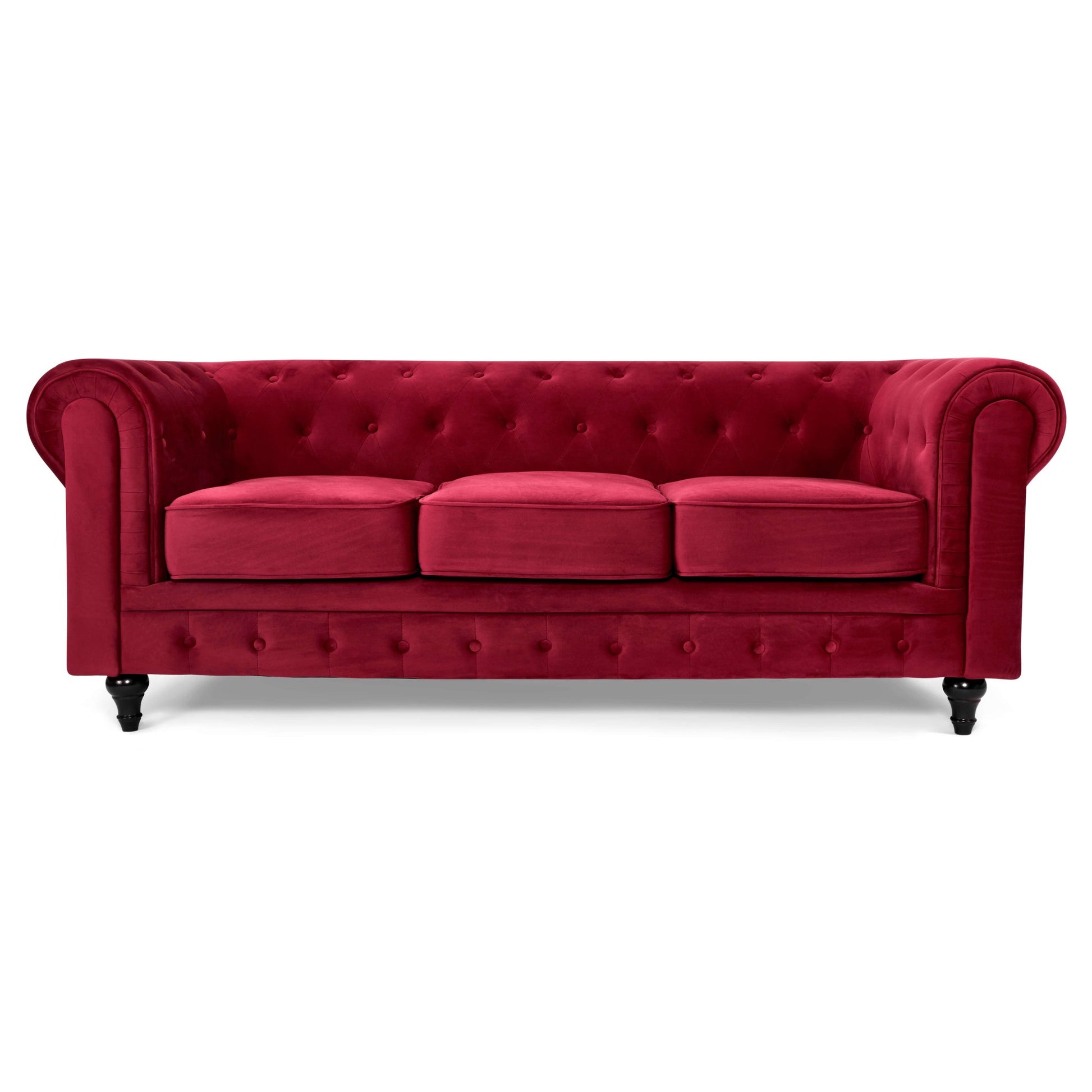 Chesterfield Sofa Suite - Wine Red Velvet Furniture Bargainia