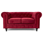Chesterfield Sofa Suite - Wine Red Velvet - Bargainia.com - 