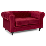 Chesterfield Sofa Suite - Wine Red Velvet - Bargainia.com - 