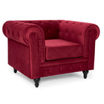 Chesterfield Sofa Suite - Wine Red Velvet - Bargainia.com - 