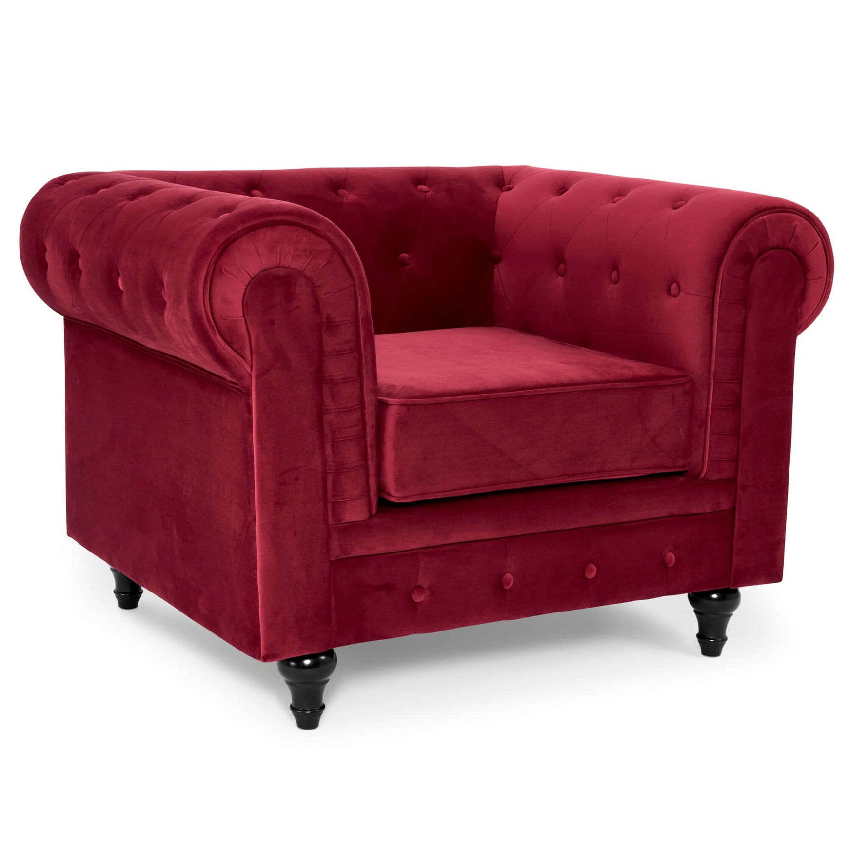 Chesterfield Sofa Suite - Wine Red Velvet - Bargainia.com - 