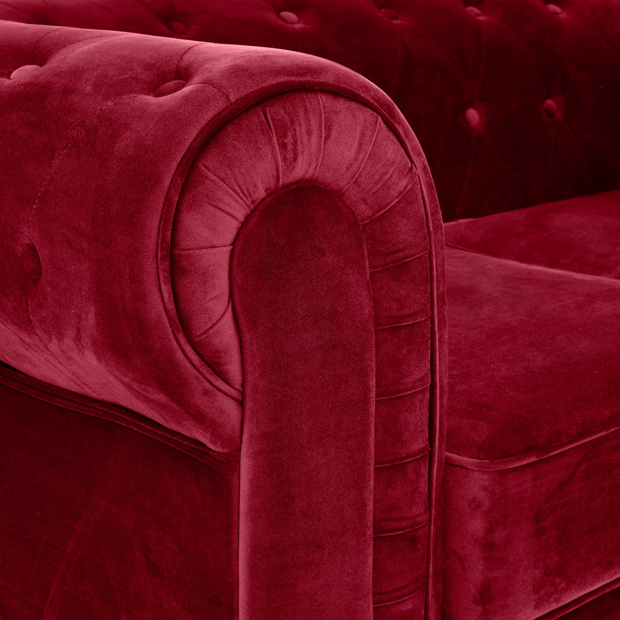 Chesterfield Sofa Suite - Wine Red Velvet
