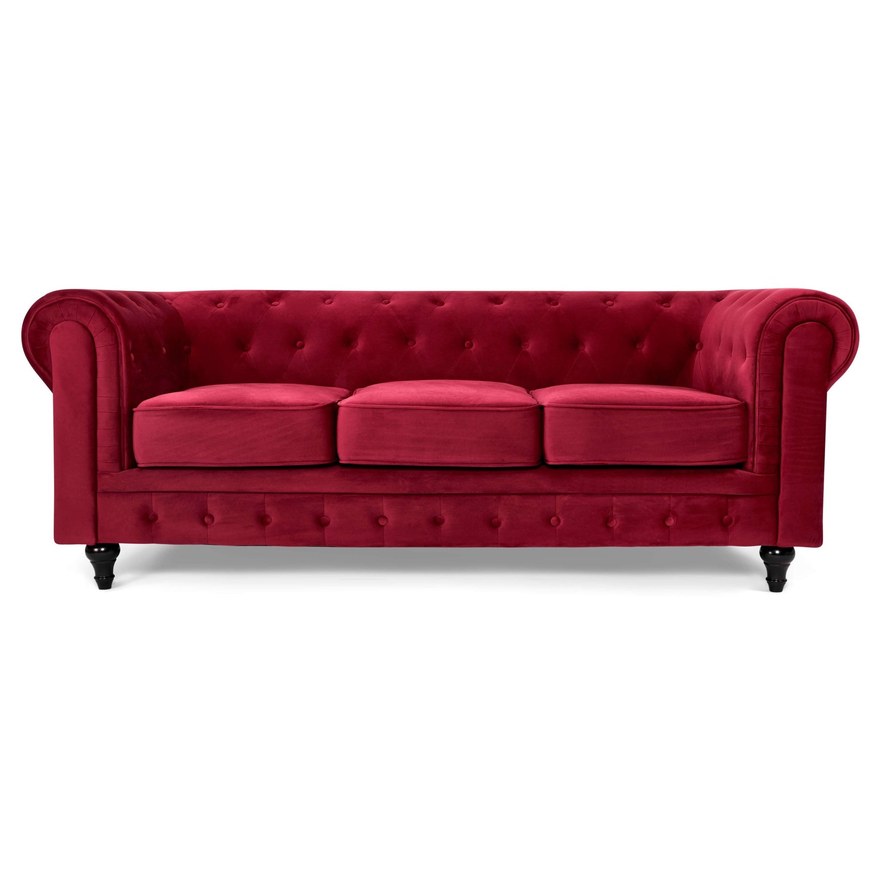 Chesterfield Sofa Suite - Wine Red Velvet - Bargainia.com - 