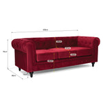 Chesterfield Sofa Suite - Wine Red Velvet - Bargainia.com - 