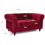 Chesterfield Sofa Suite - Wine Red Velvet - Bargainia.com - 