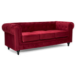 Chesterfield Sofa Suite - Wine Red Velvet - Bargainia.com - 