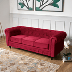 Chesterfield Sofa Suite - Wine Red Velvet - Bargainia.com - 