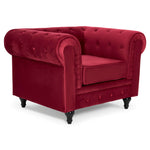 Chesterfield Sofa Suite - Wine Red Velvet - Bargainia.com - 