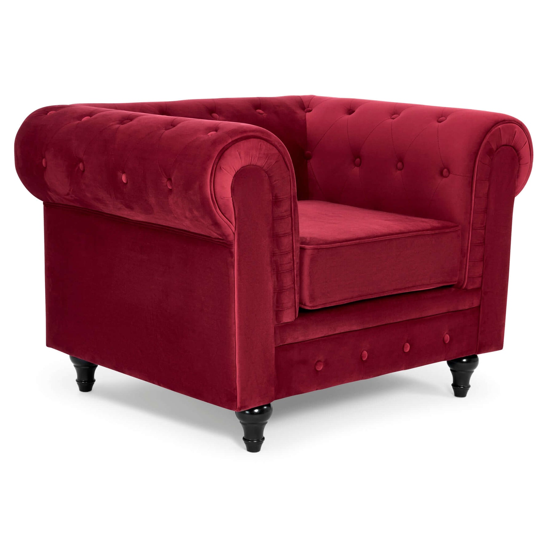 Chesterfield Sofa Suite - Wine Red Velvet - Bargainia.com - 