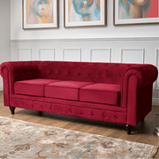 Chesterfield Sofa Suite - Wine Red Velvet Furniture Bargainia