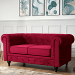 Chesterfield Sofa Suite - Wine Red Velvet - Bargainia.com - 