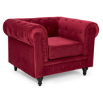 Chesterfield Sofa Suite - Wine Red Velvet - Bargainia.com - 