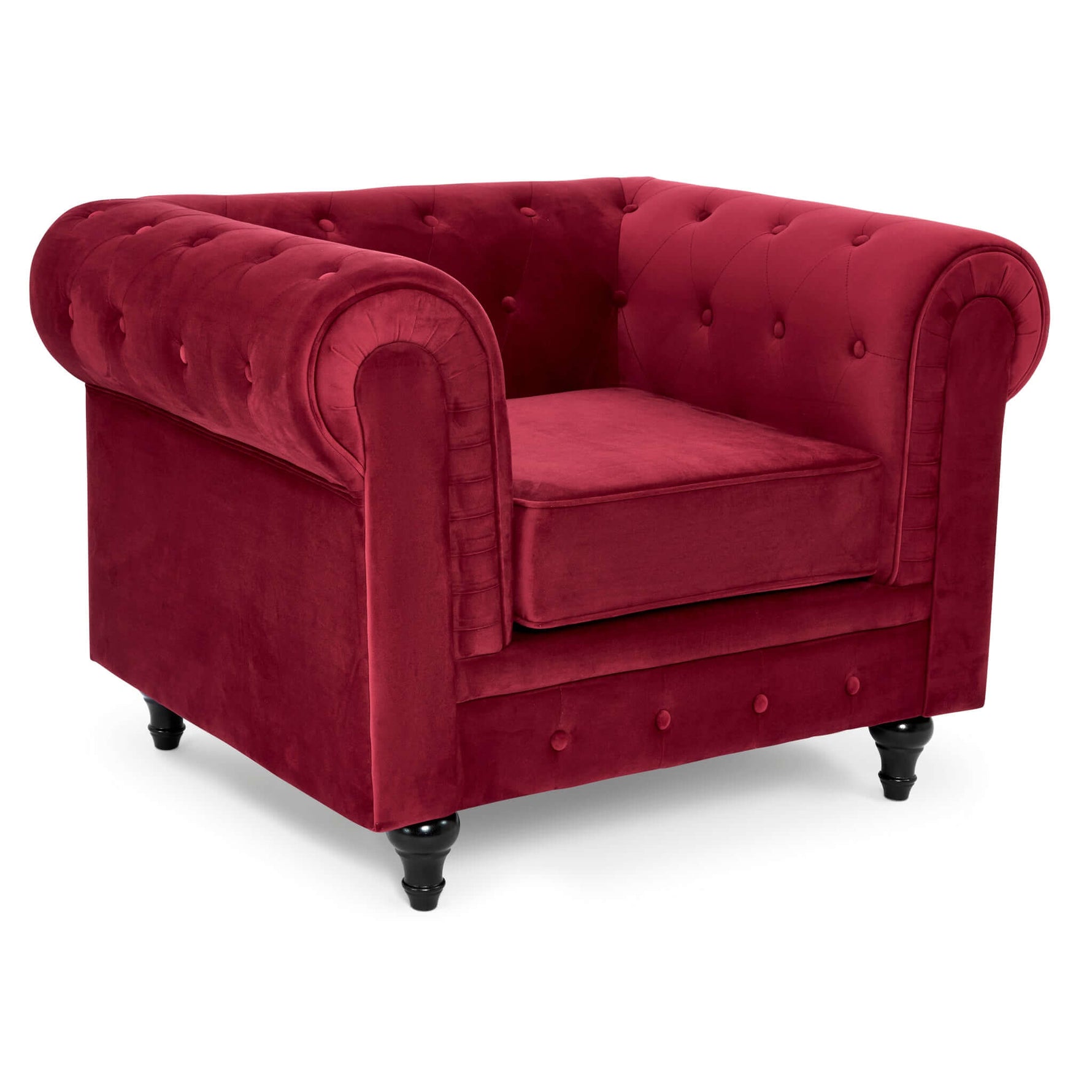 Chesterfield Sofa Suite - Wine Red Velvet - Bargainia.com - 