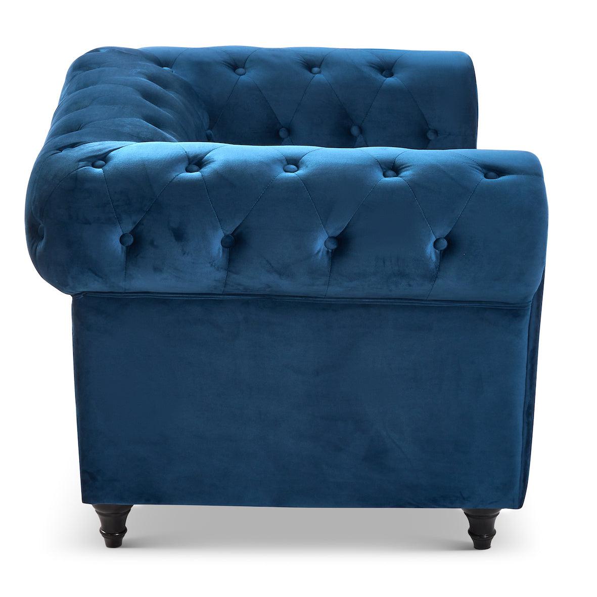 Chesterfield Velvet Armchair - Blue Furniture Bargainia