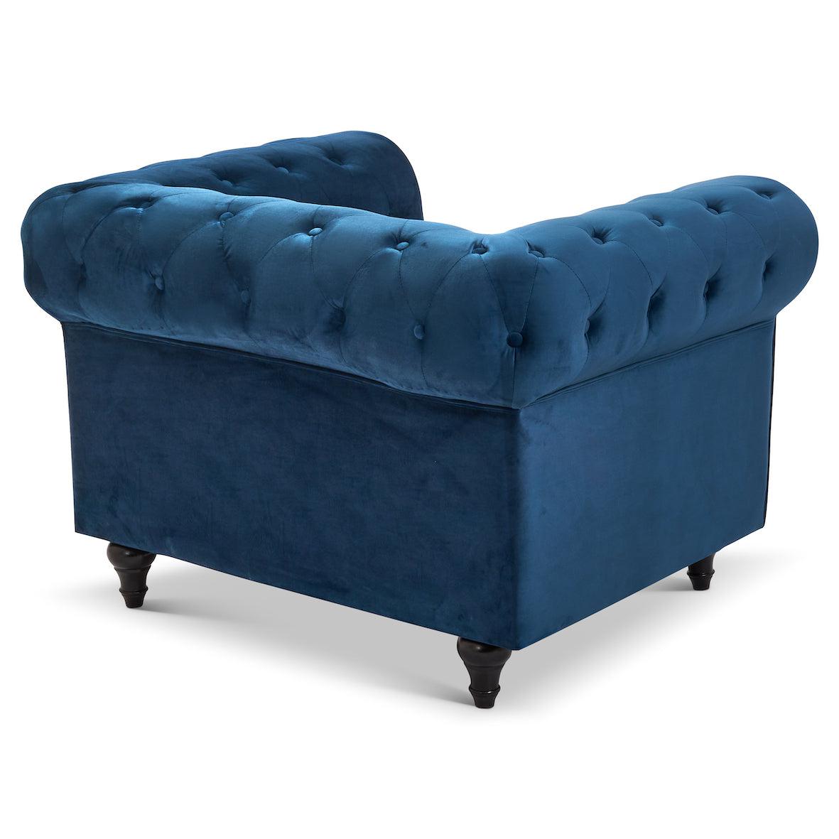 Chesterfield Velvet Arm Chair - Blue - Bargainia.com - 