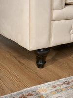 Chesterfield Velvet Arm Chair - Cream - Bargainia.com - 