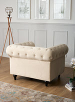 Chesterfield Velvet Arm Chair - Cream - Bargainia.com - 